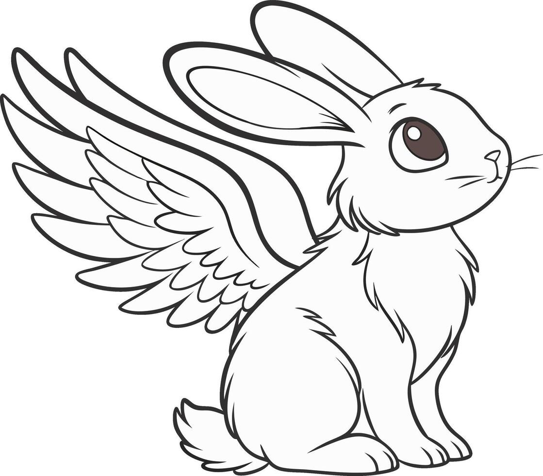 Winged Rabbit feathery wings, capturing the essence of imagination and fantasy vector