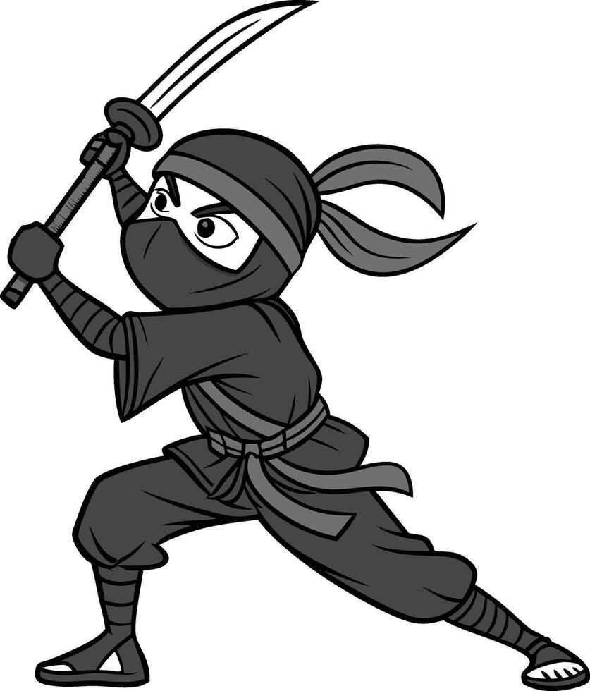 Ninja with sword character logo vector
