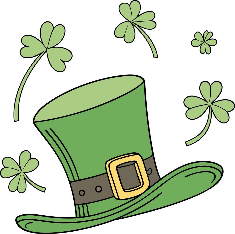 Leprechaun's Hat and Clovers vector