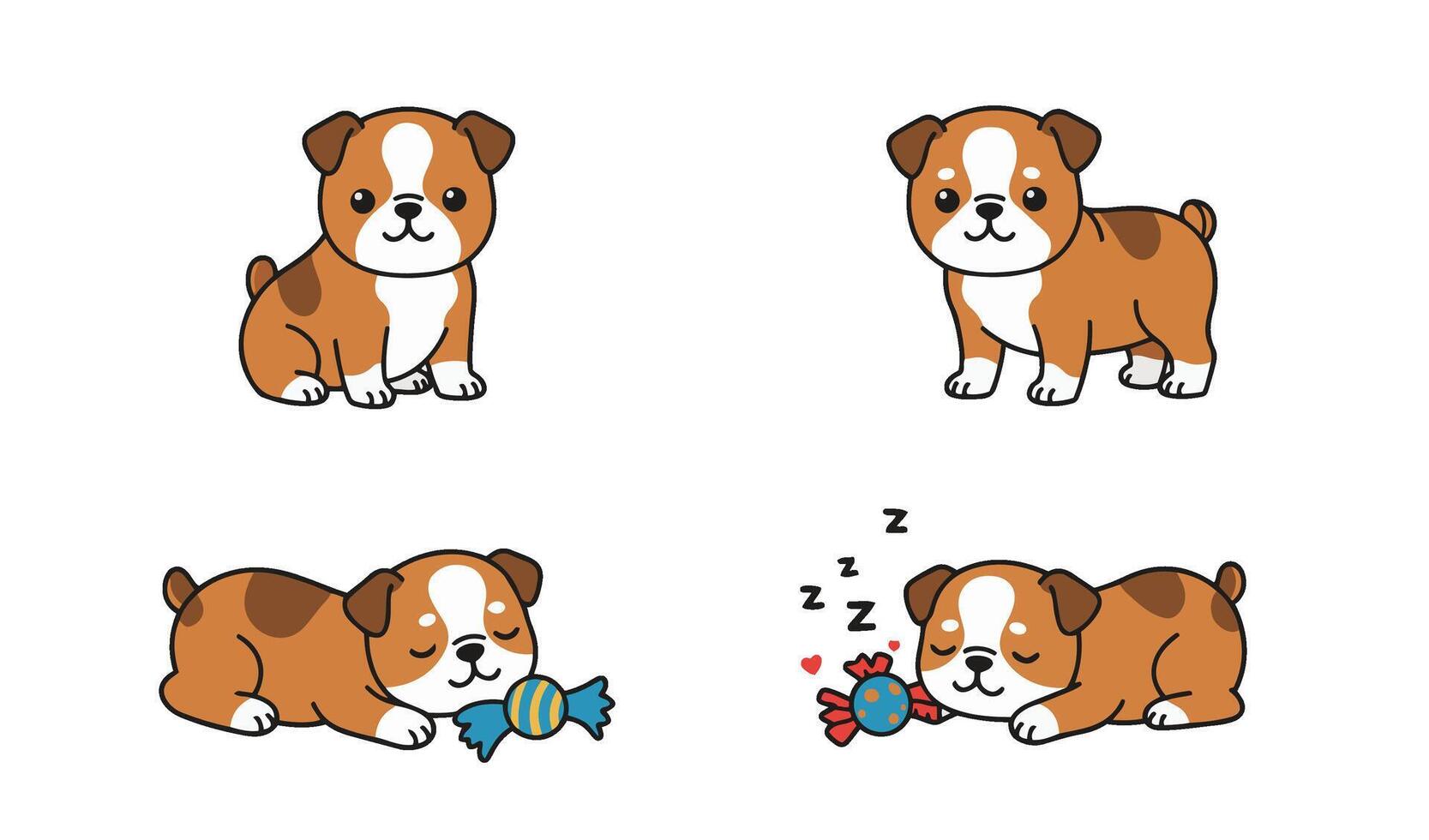 Puppy Bulldog Security Dog Illustration Growling Bulldog Art Print vector