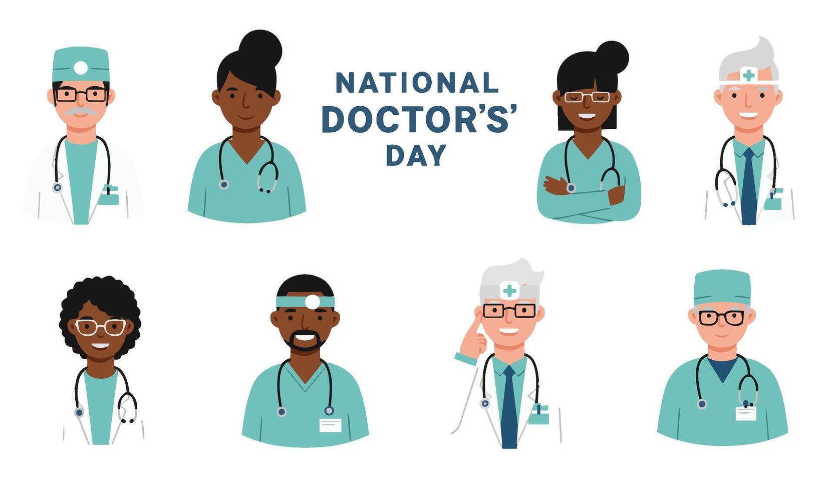 Happy Doctors Day Celebration with Physicians Group in Hospital Setting vector