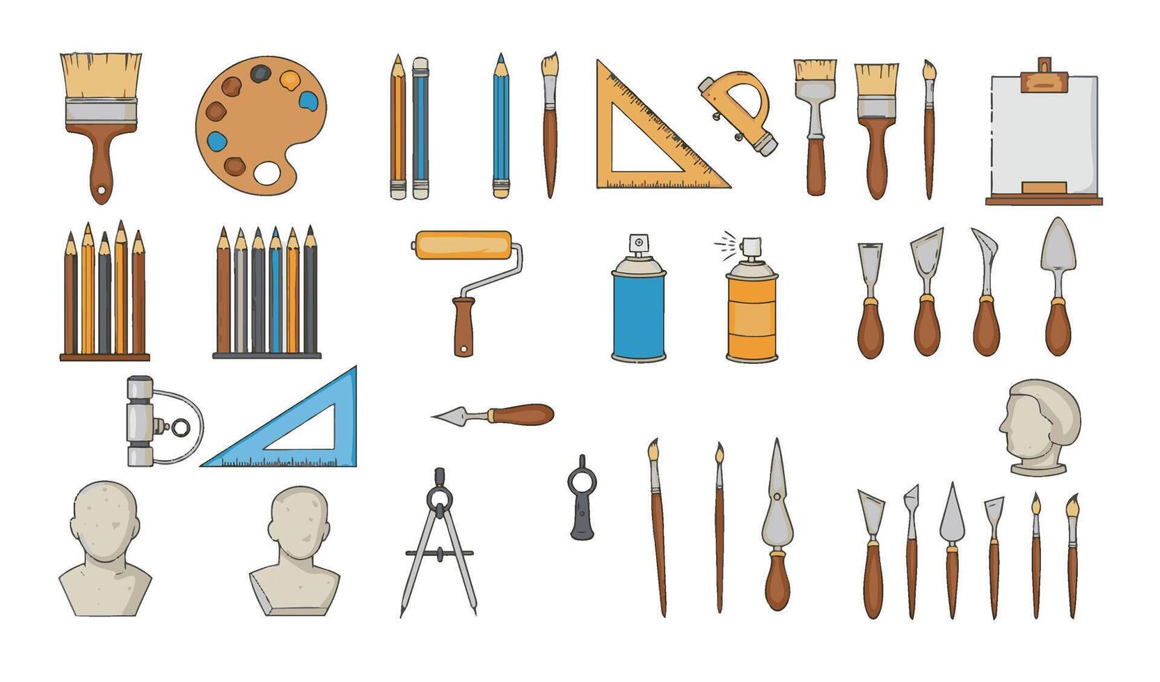 Creative Studio Tools Painting And Drawing Set Sketching And Painting Kit Colored Sketching Tools Art Design Elements vector