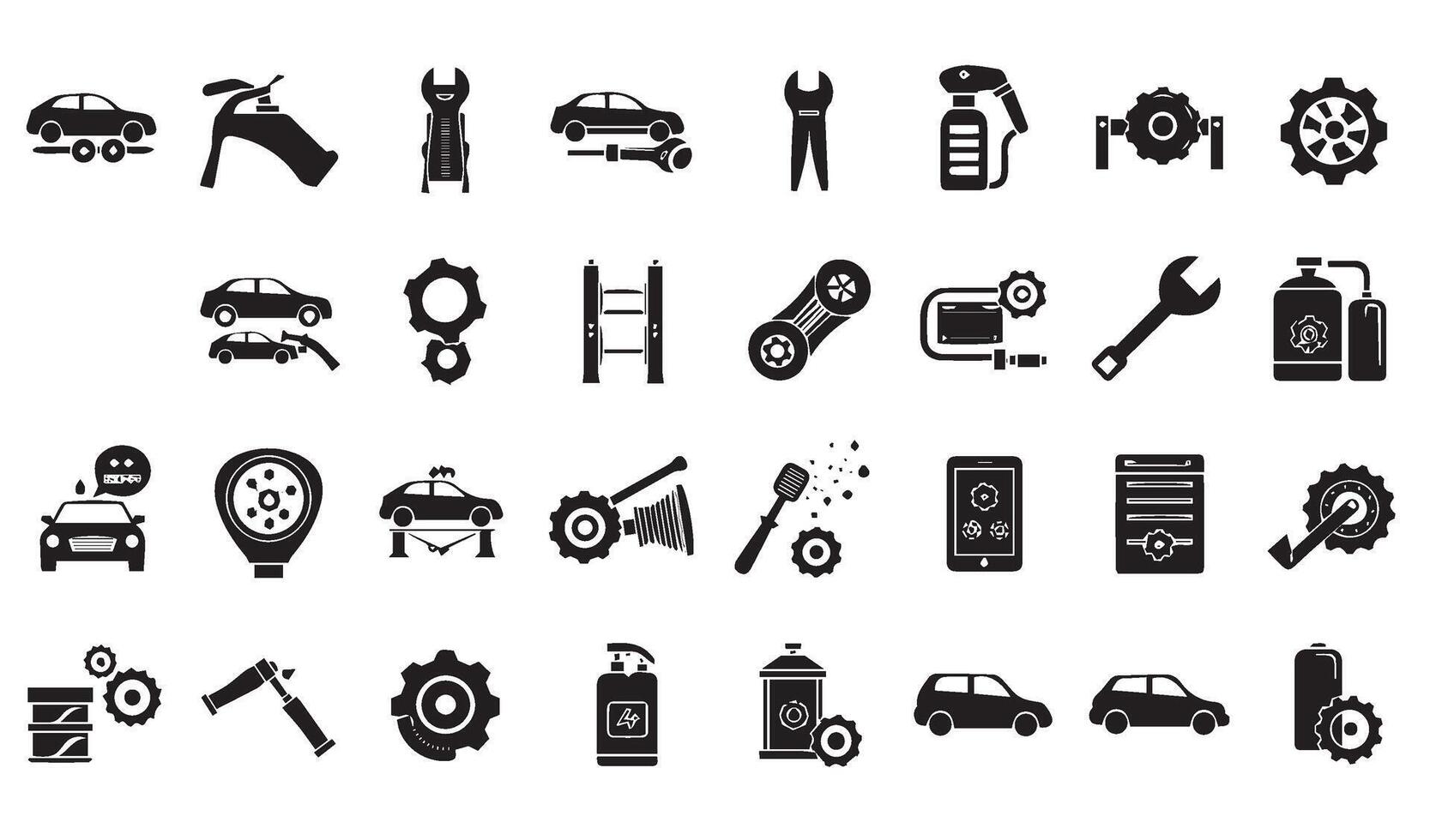 Auto Mechanic Repair Auto Garage and Repair Service Car Maintenance Tools Auto Service Car Repair and Maintenance Symbol Pack vector