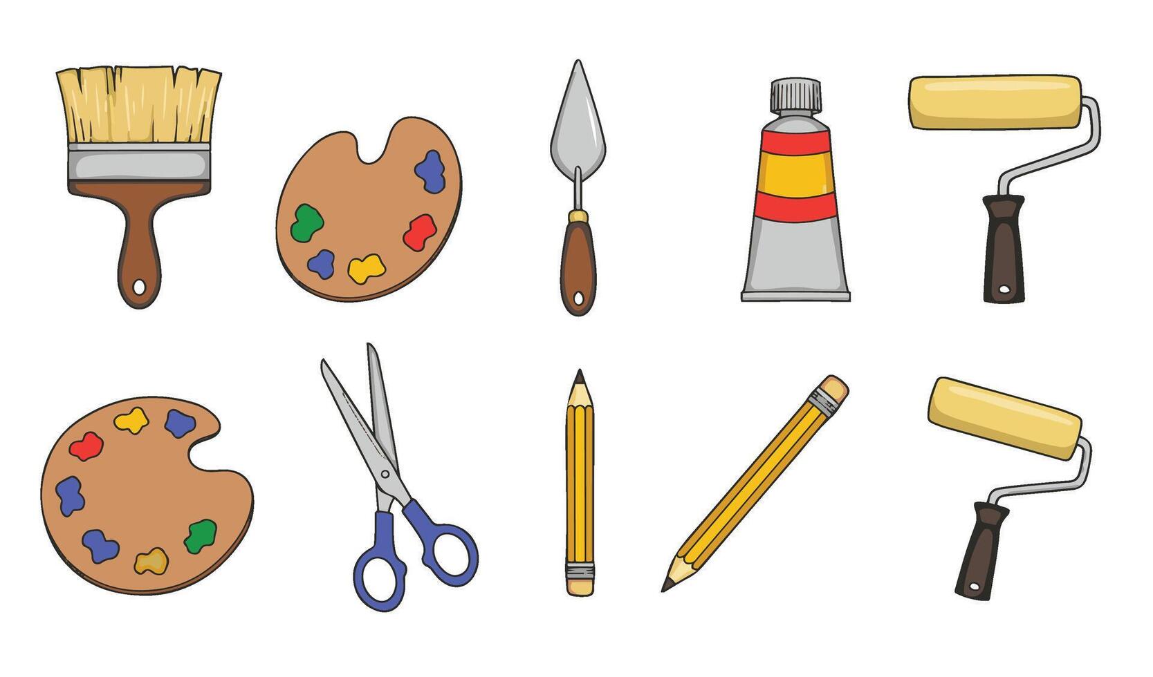 Colored Sketching Tools Painting And Drawing Set Sketching And Painting Kit Creative Studio Tools Digital Art Pack vector