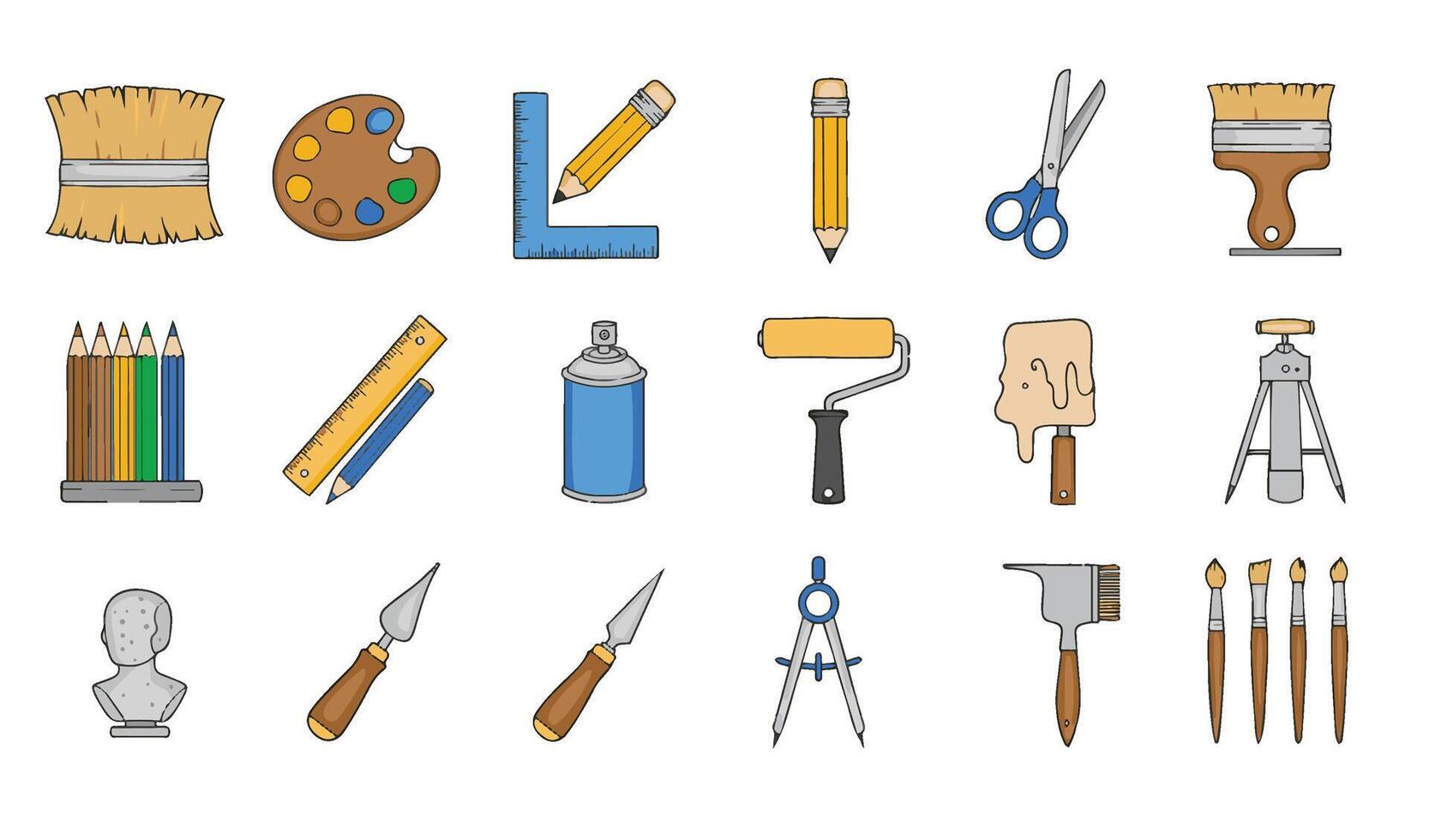Sketching And Painting Kit Painting And Drawing Set Colored Sketching Tools Creative Studio Tools Art Equipment Pack vector