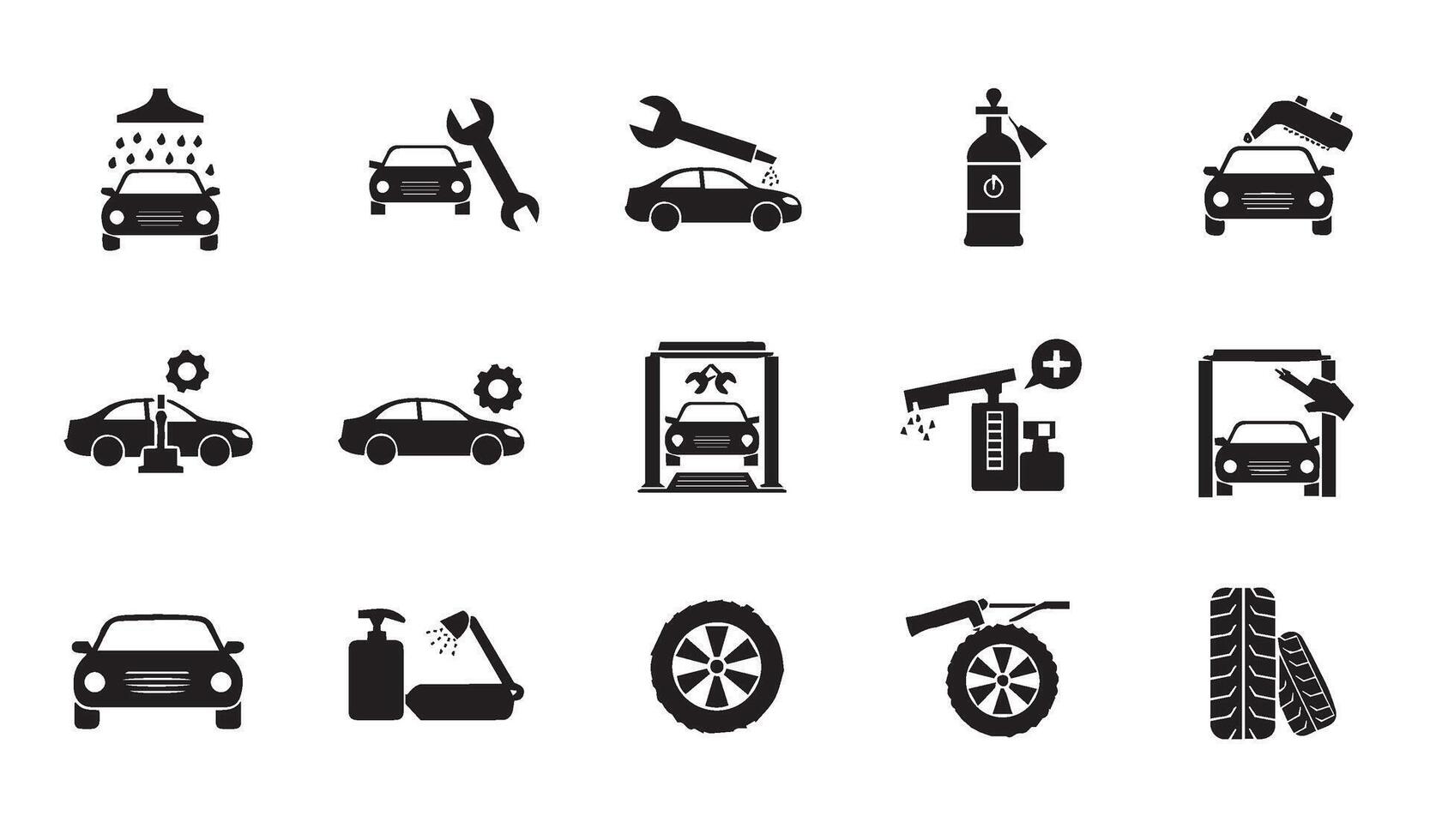 Car Repair and Maintenance Symbols Auto Service and Auto Garage Auto Mechanic Repair Car Maintenance Tools Collection vector