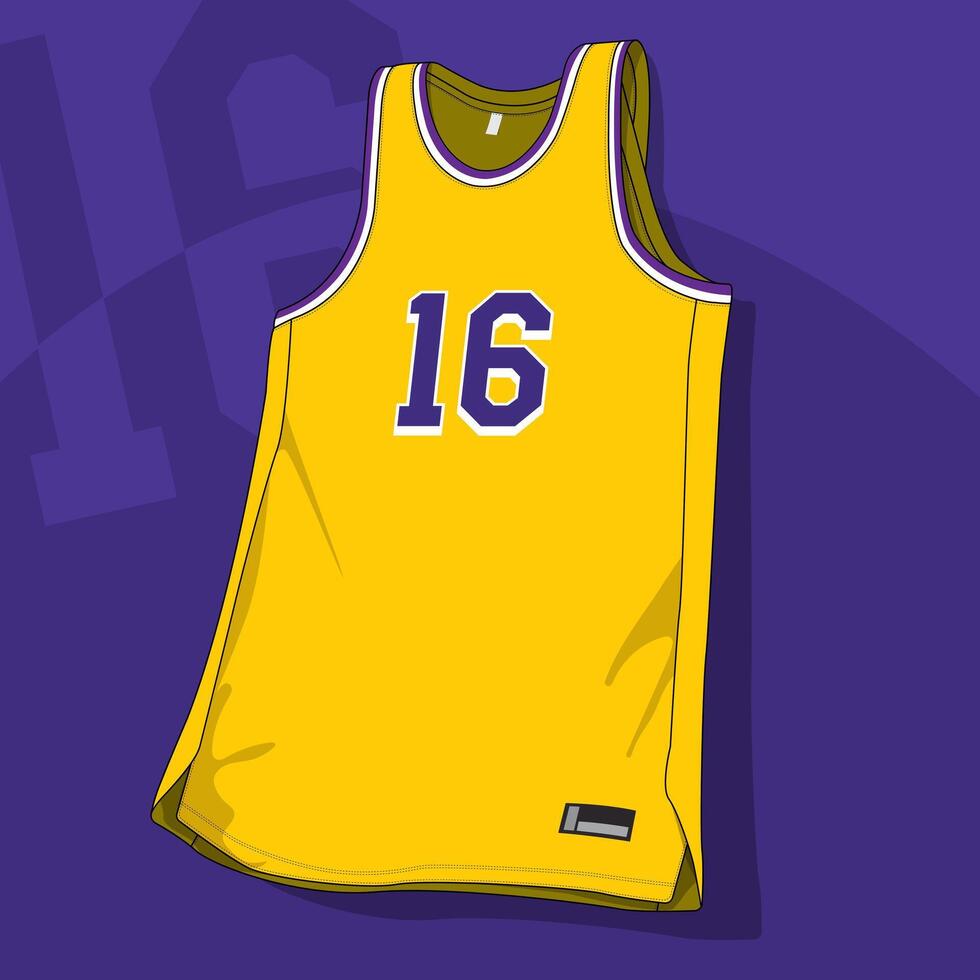 Yellow Basketball Jersey uniform with number in front vector