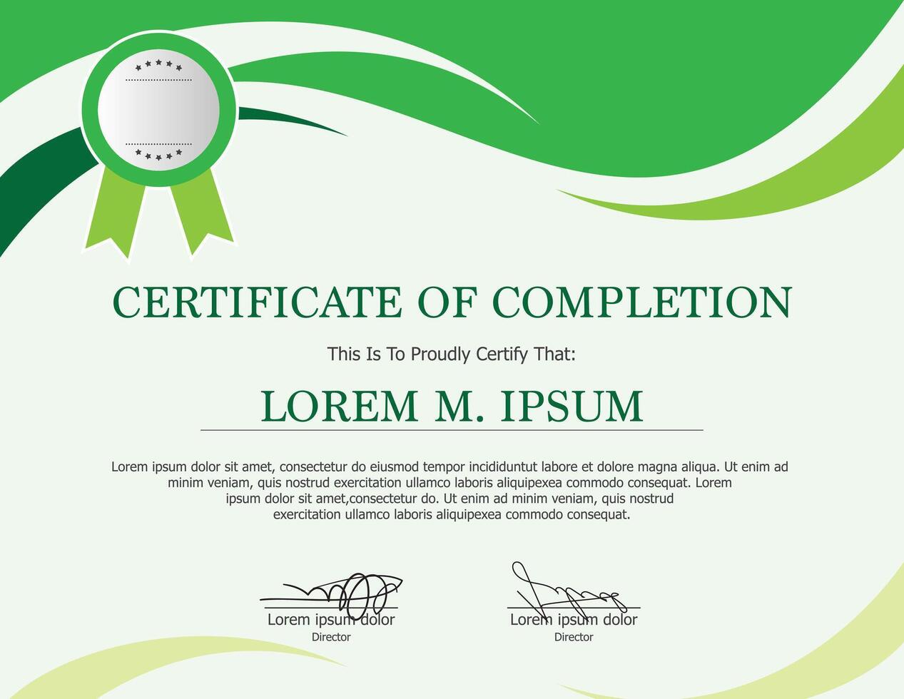 Certificate design template in green hue color vector
