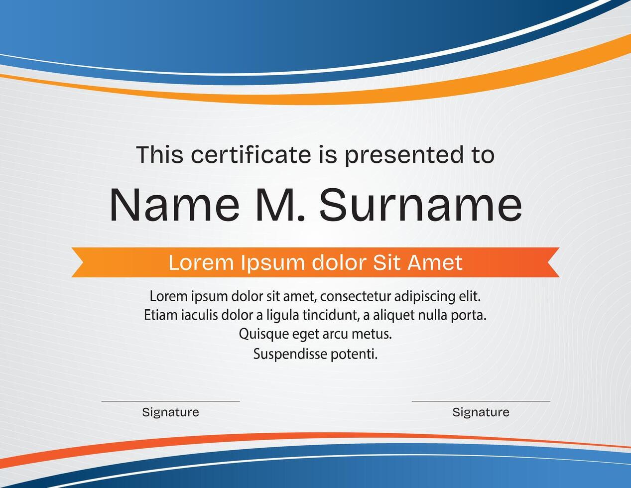 Blue color certificate design for reward and appreciation vector