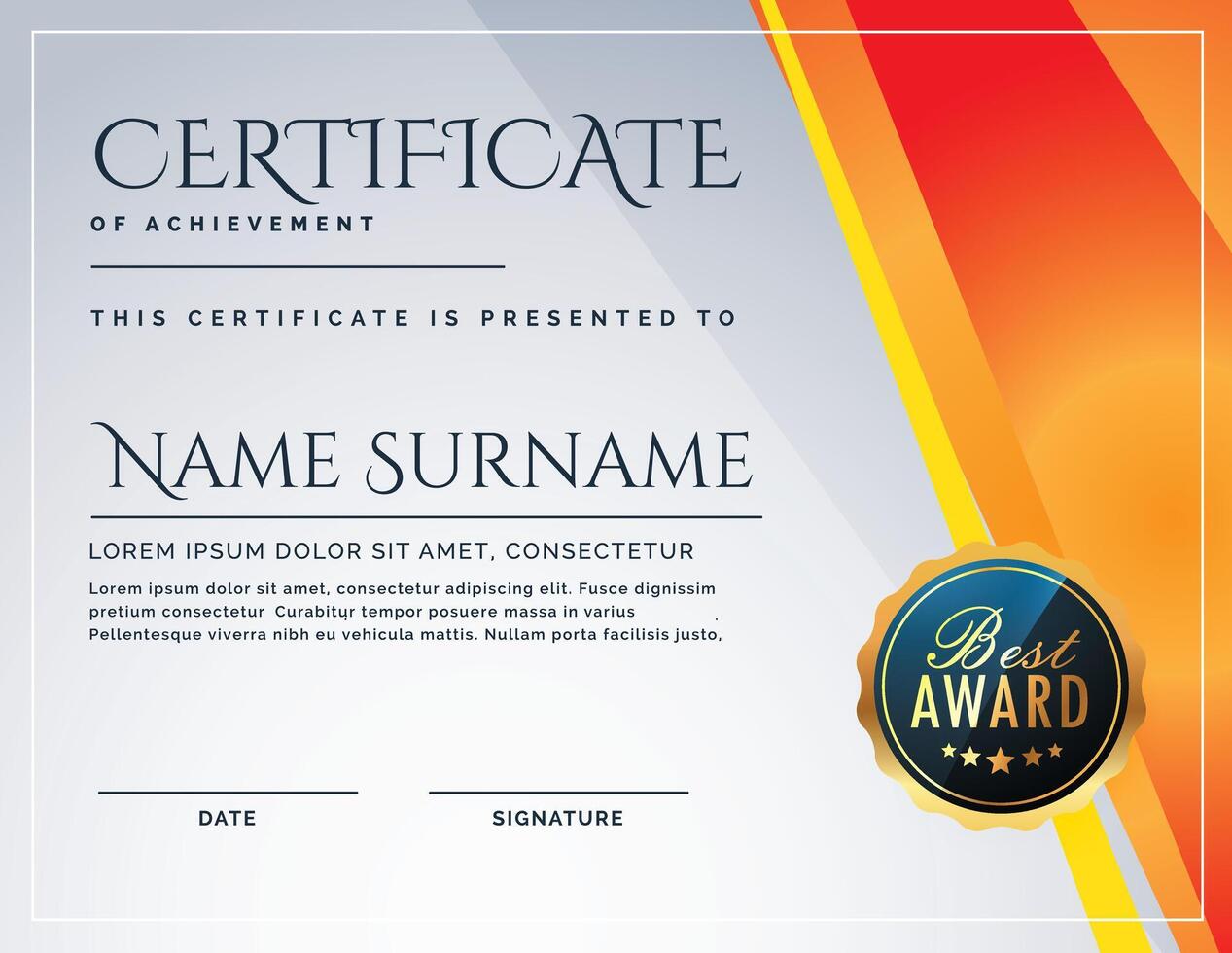 Appreciation certificate design template for award vector