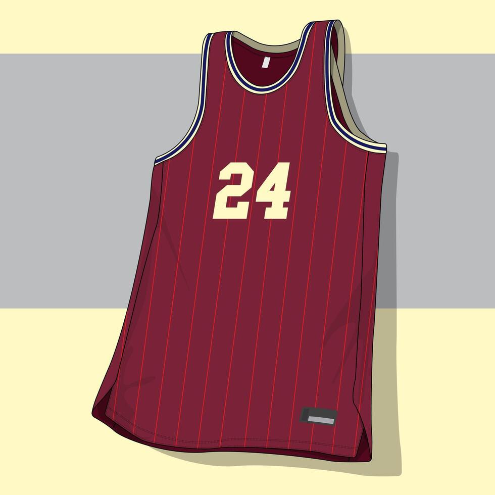 Red basketball team jersey with stripe design vector