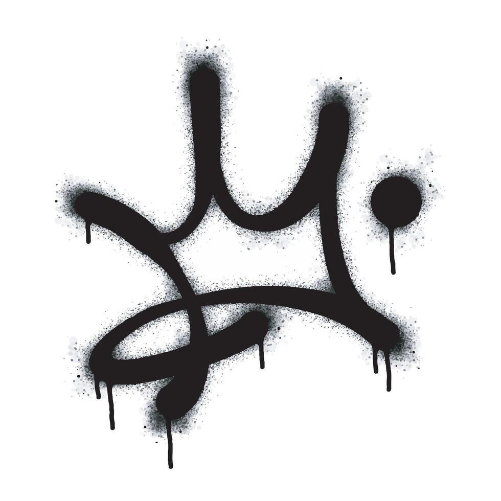 Spray painted graffiti crown sign in black on white. Crown drop symbol. isolated on white background. object illustration vector