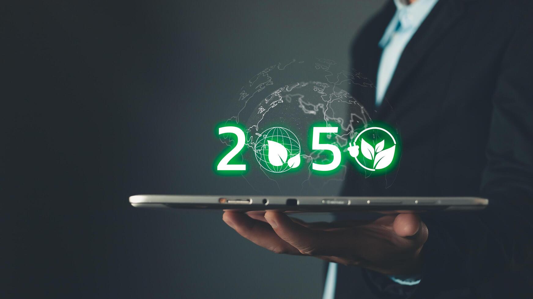 ESG for Environment Social and Governance,net zero 2050,human are raising the planet to save energy,and reduce global warming,idea for environment conscious business,reducing greenhouse gas emissions. photo