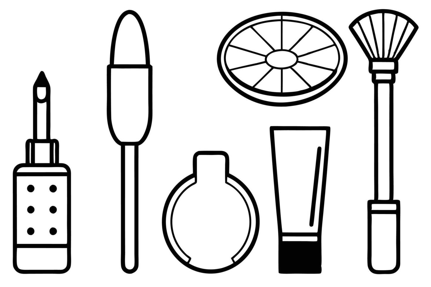 Makeup items on white background vector