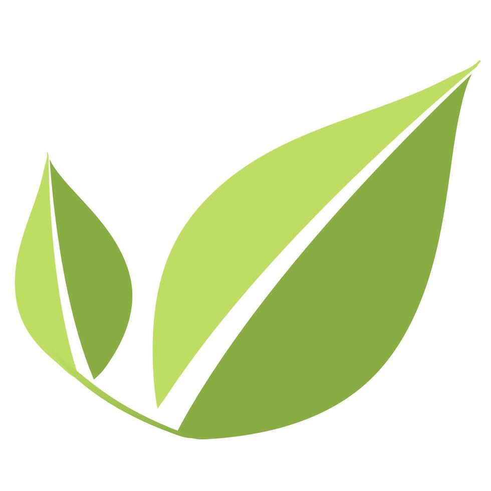 Eco icon two green leaves flat flat vector