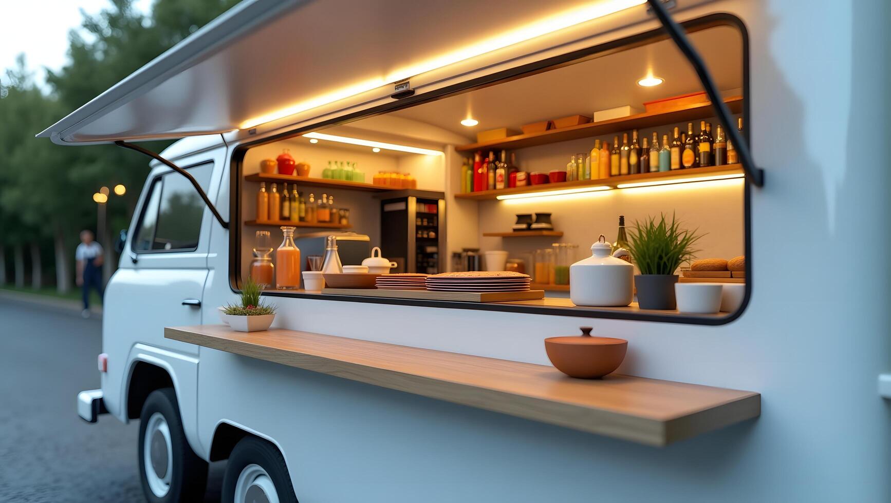 A white van with a bar on the side photo