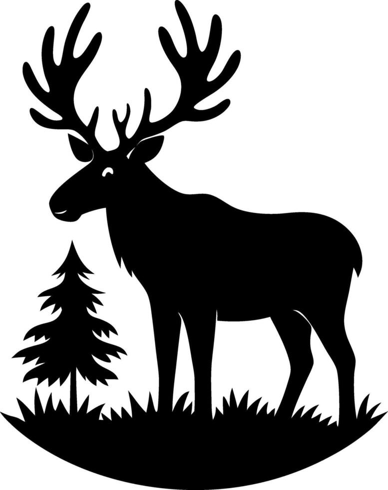 A Beautiful Moose with Majestic Antlers Roaming Through the Wild Grasslands vector