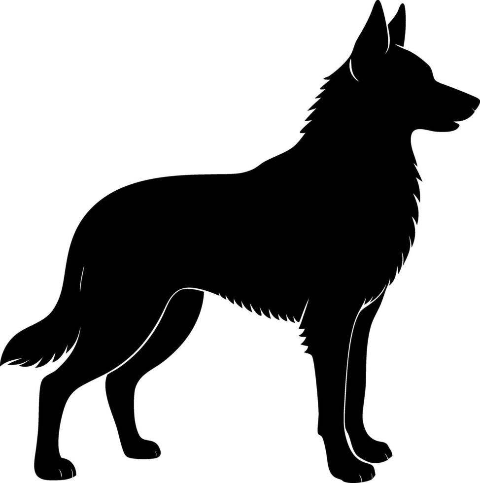 Elegant Golden Shepherd Dog Standing Silhouette with a Strong Presence vector