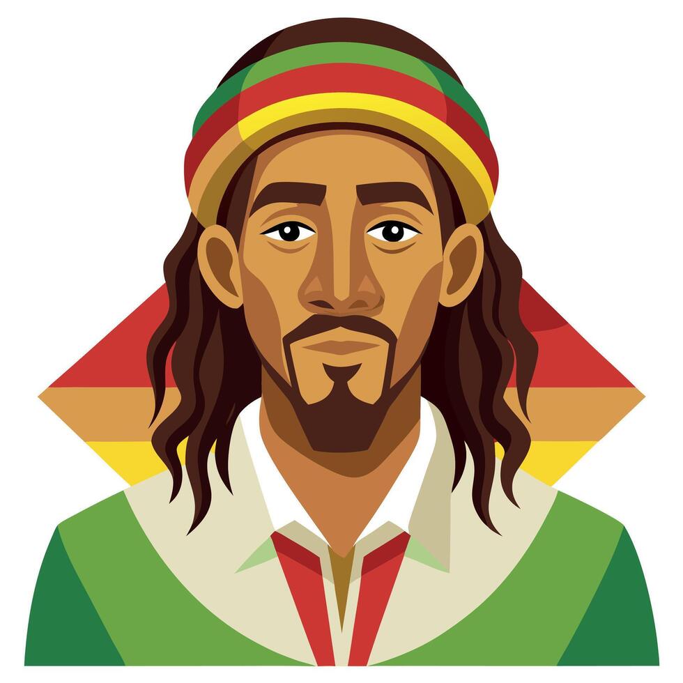 Rastafarian Man with Dreadlocks and Traditional Hat vector