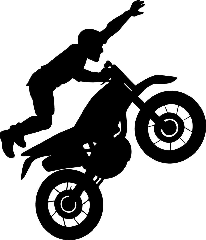 Motorcycle Stunt Silhouette A Powerful Display of Courage and Skill in Extreme Sports vector