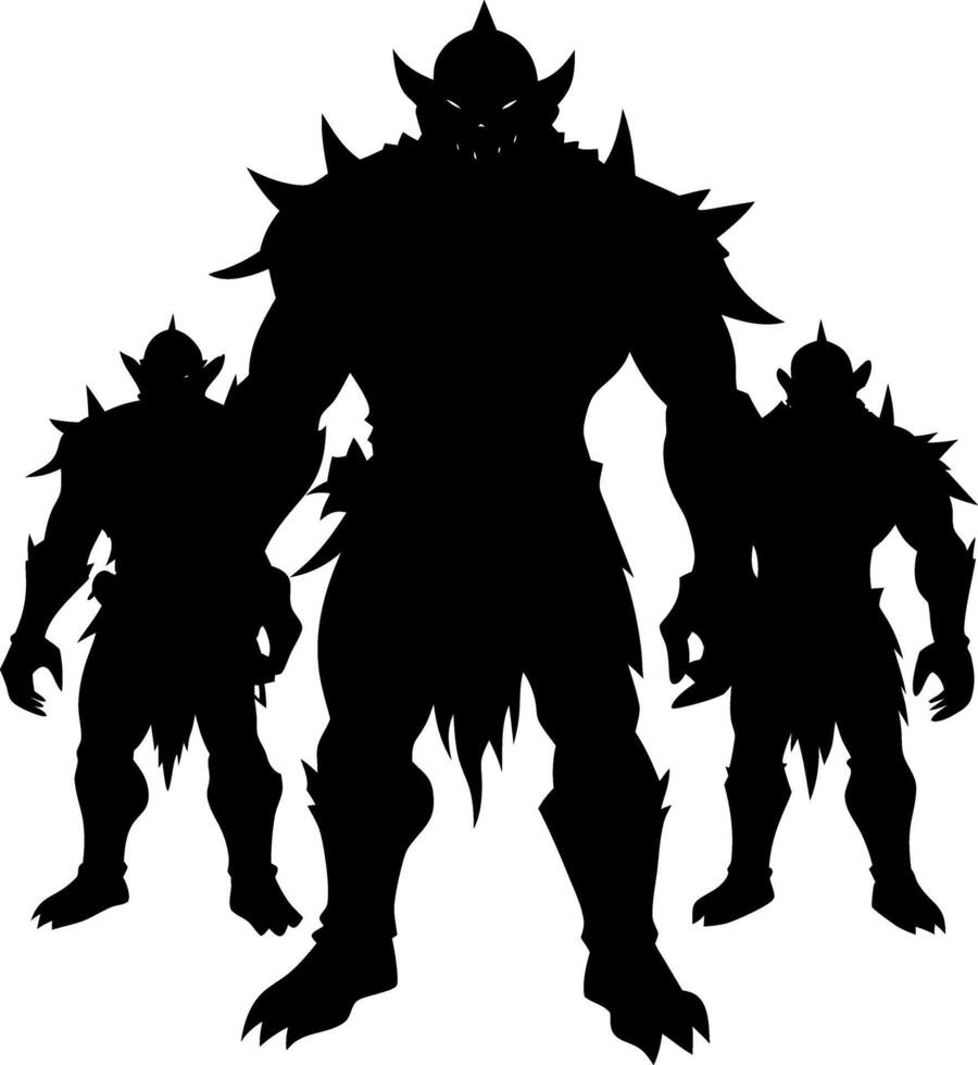 A Powerful Orc Silhouette on a White Background, Highlighting the Fierce Nature of Fantasy Creatures vector