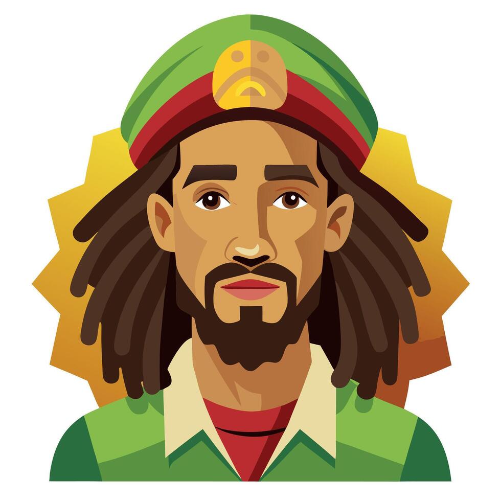 Rasta Man Featuring Green, Yellow, and Red Accessories vector