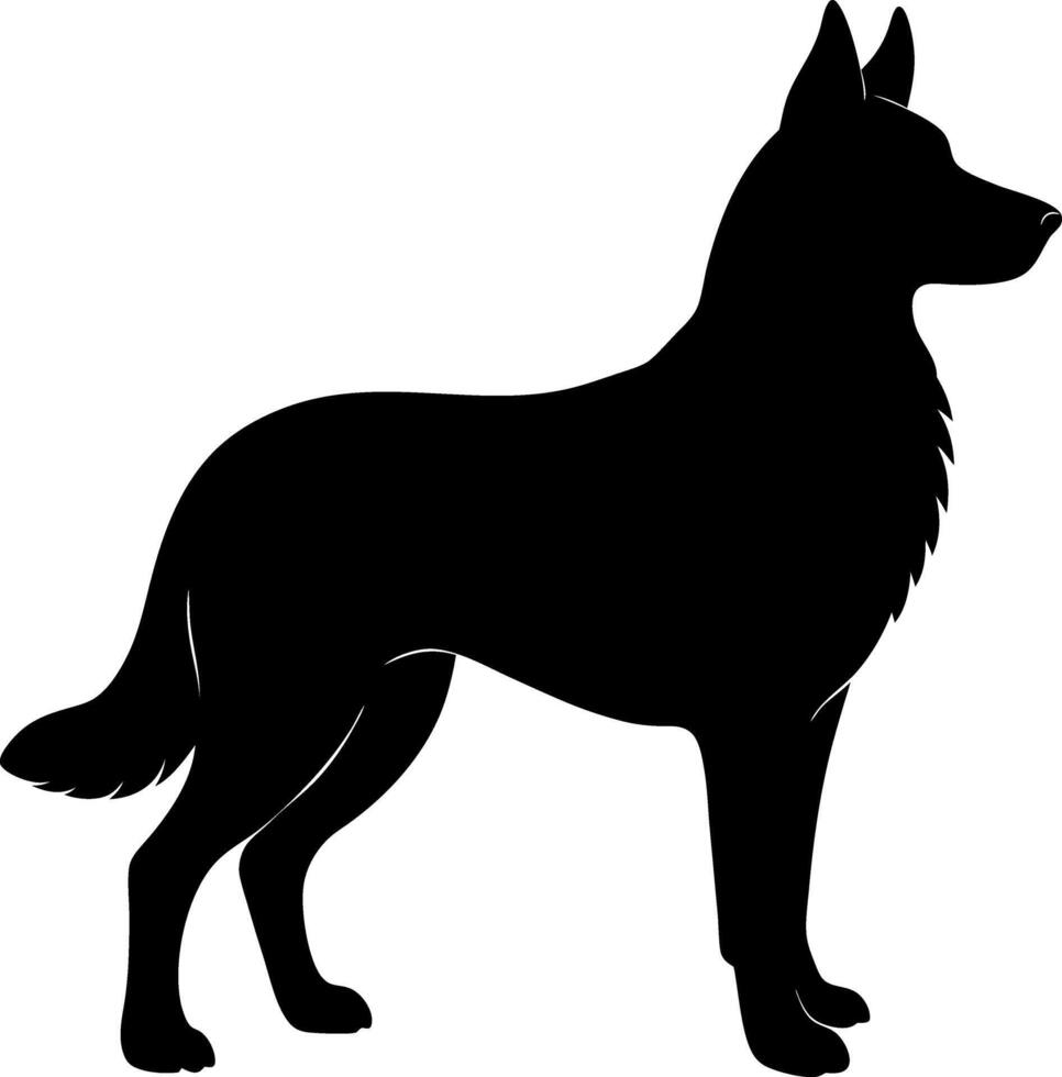 Black Silhouette of a Majestic Golden Shepherd Dog in Profile Pose vector