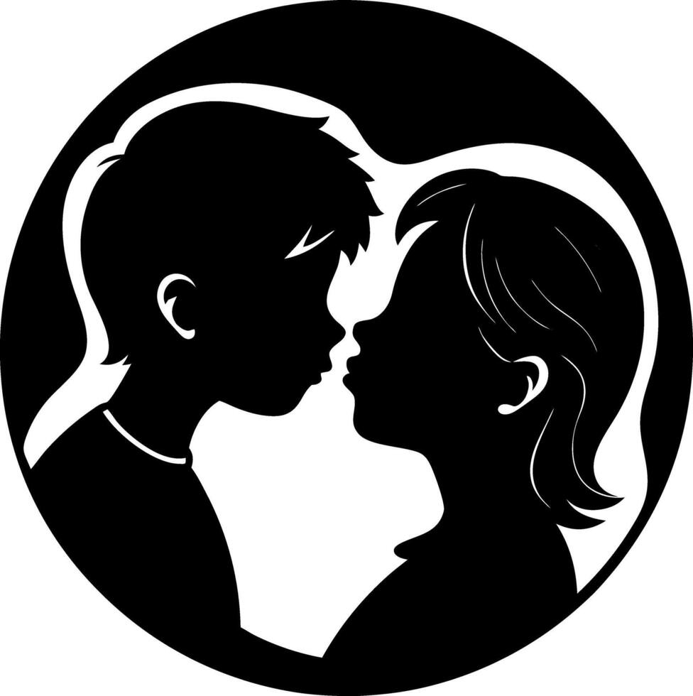 Silhouette Art of a Man and Woman Kissing, Encased in a Heart, Ideal for Use in Valentine's Day Marketing, Couples' Retreats, or Love and Romance Themed Projects vector