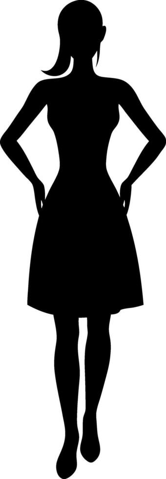 Elegant Silhouette of a Woman with a Distinctive Bob Haircut and a Dress with a Unique Cut-Out Design A Modern Graphic Representation vector