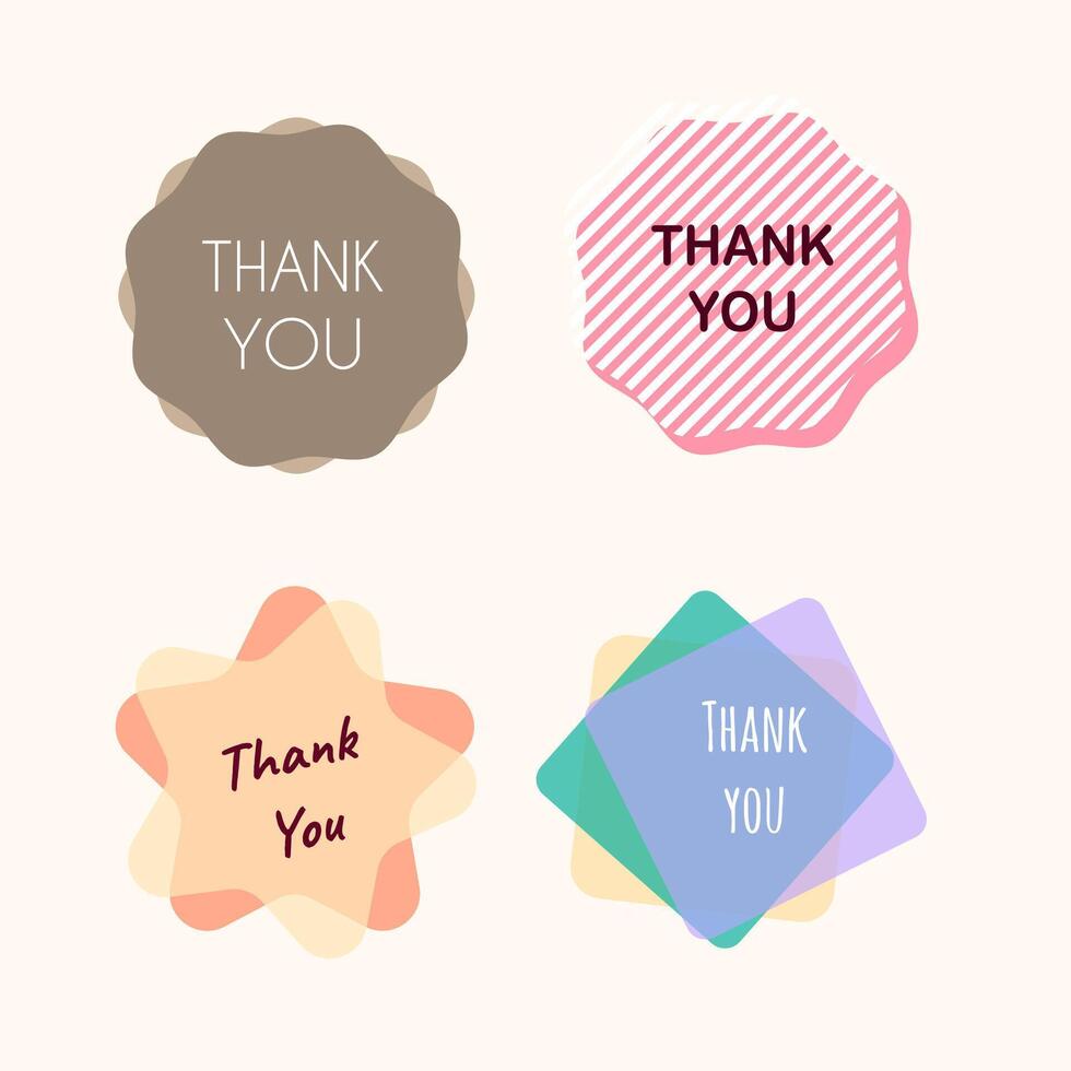 Thank you card set. Hand drawn design elements. illustration. vector