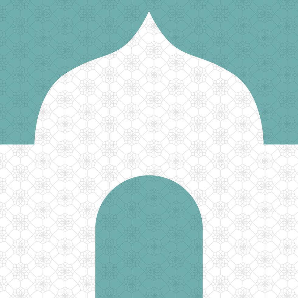 White mosque door on turquoise background. illustration for Ramadan Kareem. vector