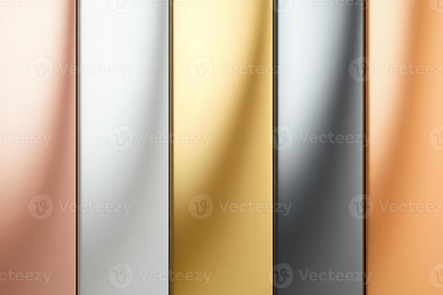 Metallic panels in rose gold, silver, gold, and gunmetal shades. photo