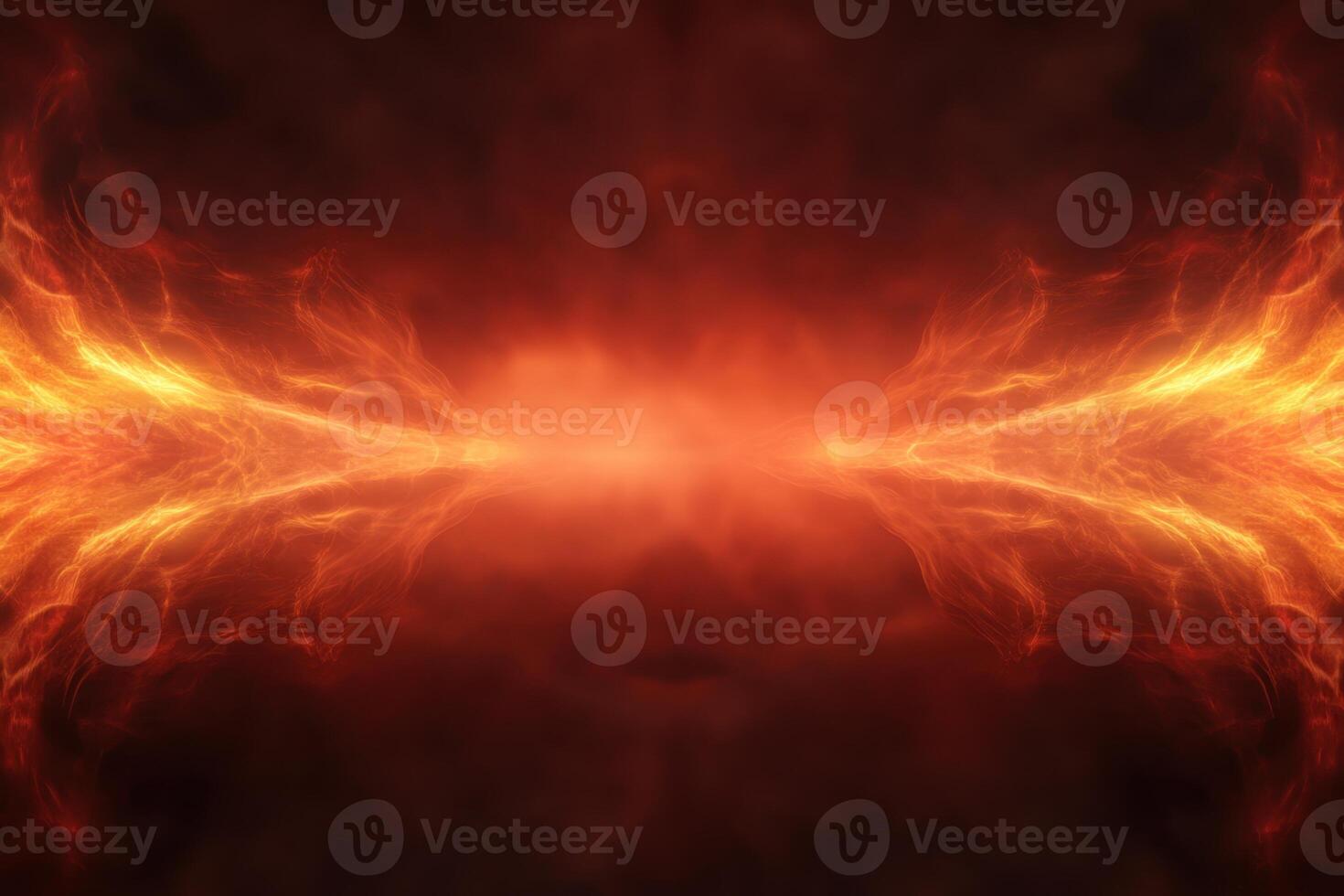 Fiery energy emanates from the core, illuminating the dark space with orange and yellow intensity photo