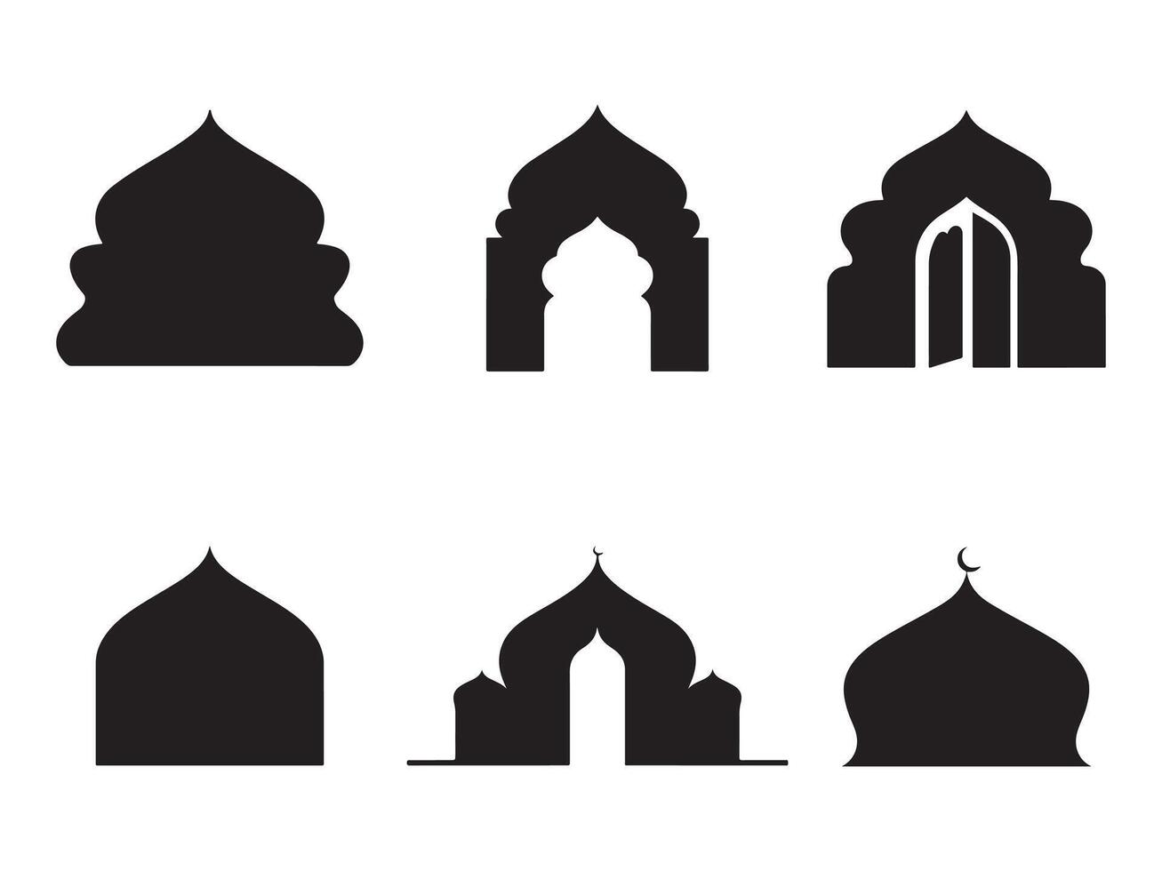 Islamic Arch Icons on white background vector