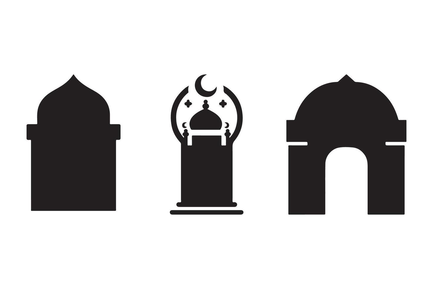 Mosque window line icon. Mosque door line icon. White background. vector