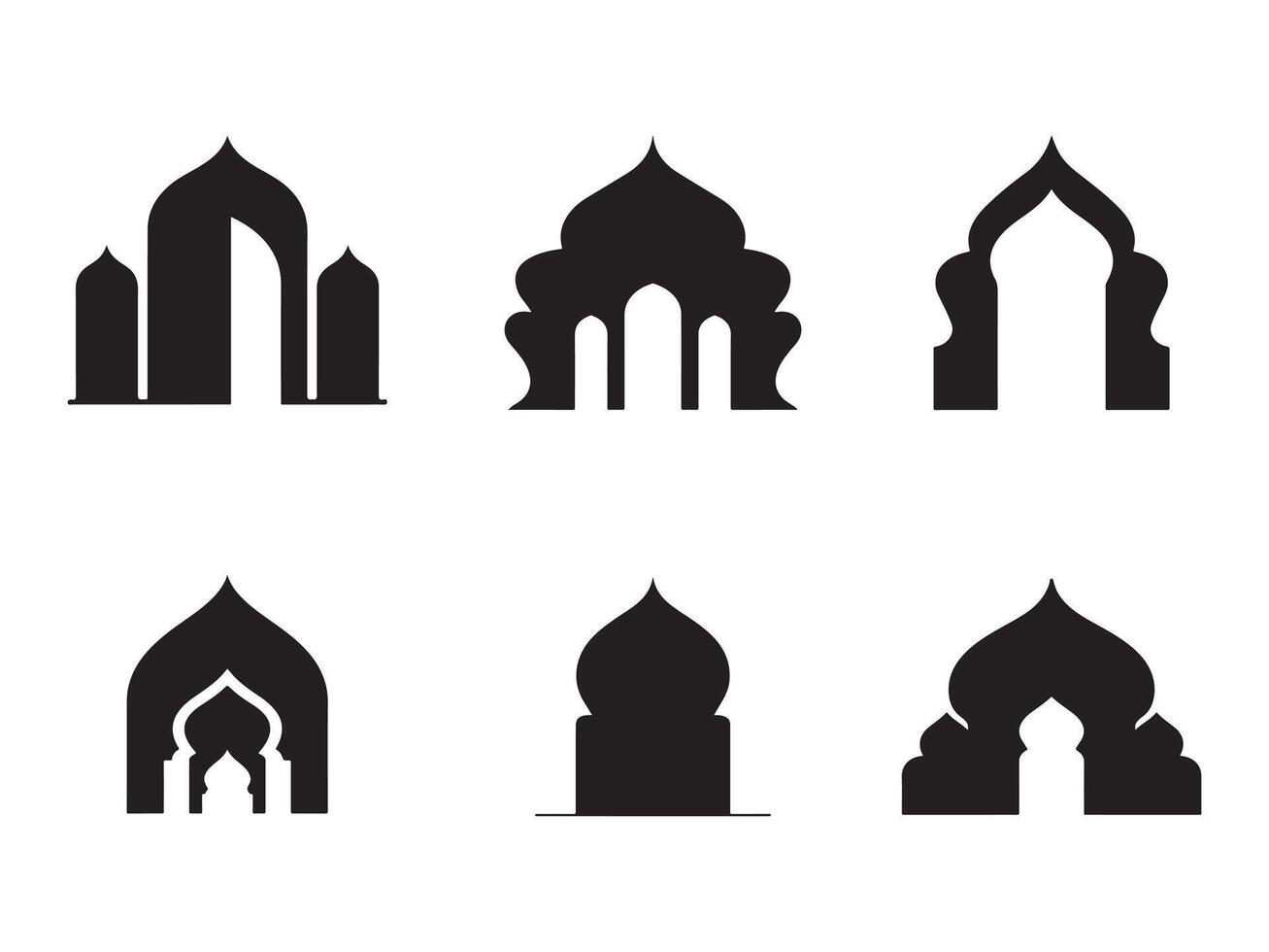 mosque window and door silhouette white background vector