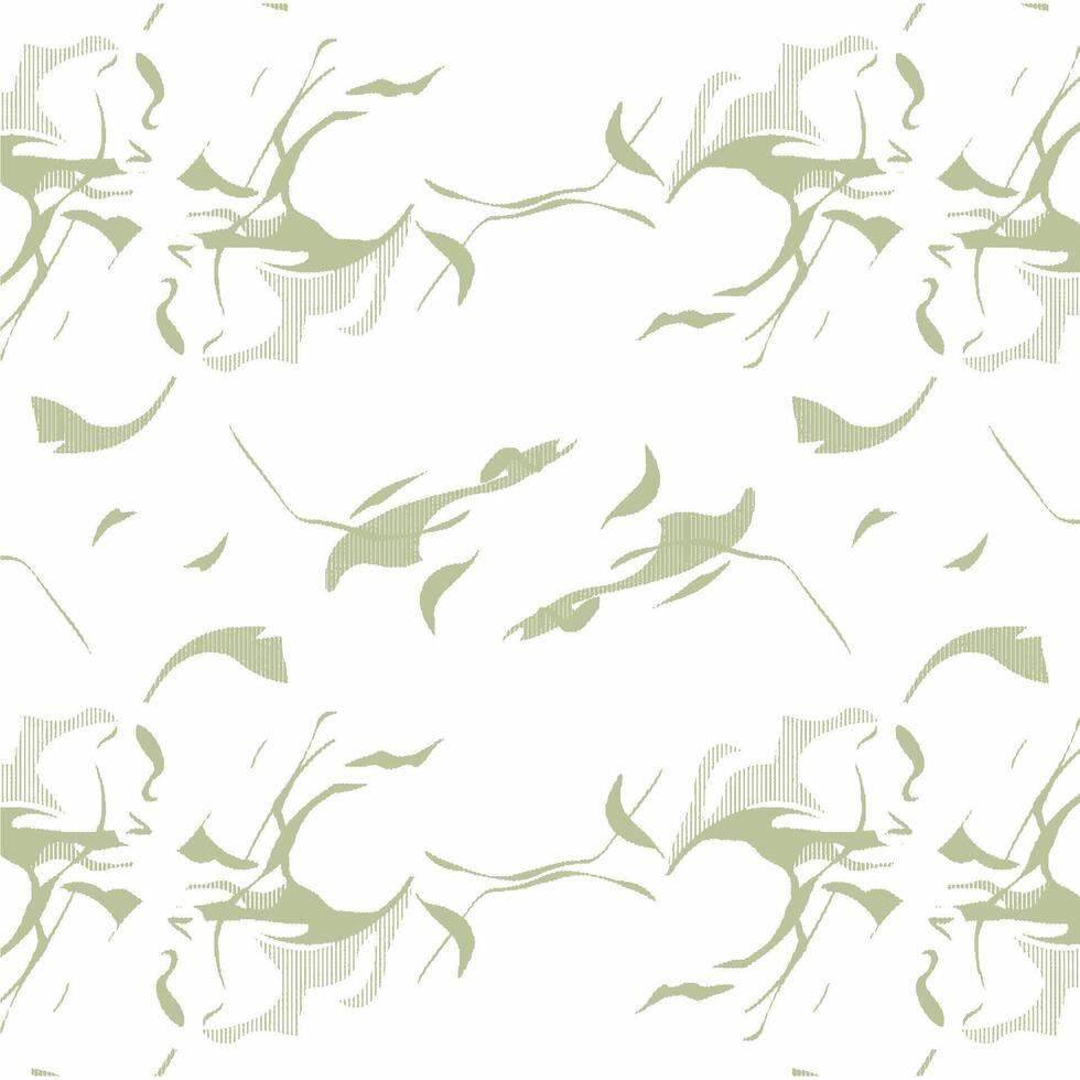 a green and white floral pattern on a white background vector