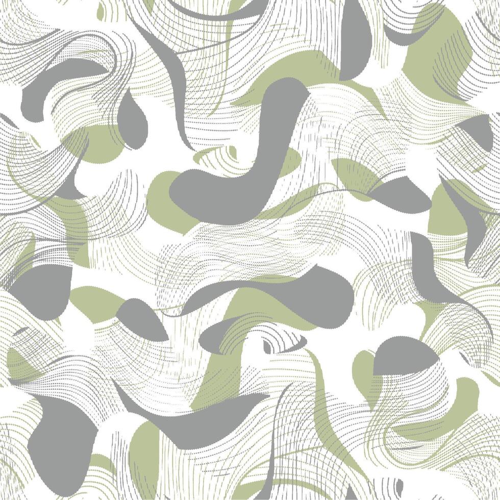 abstract seamless pattern with wavy lines in green and gray vector