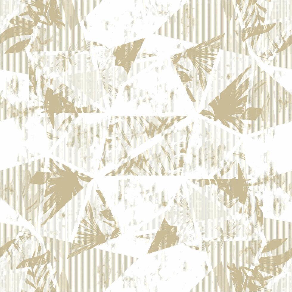 abstract geometric pattern with white and gold leaves vector