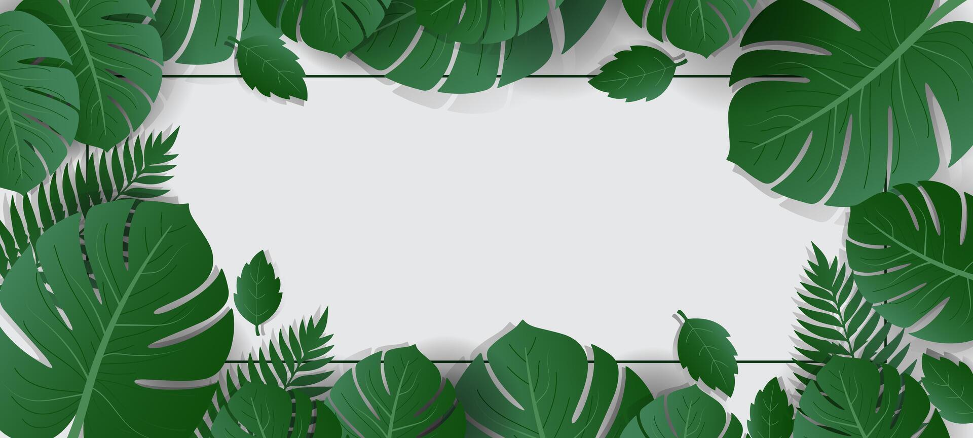 tropical leaves frame background with space for text vector