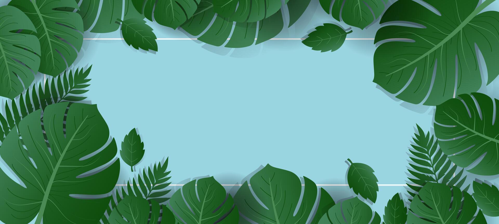 tropical leaves frame with space for text vector