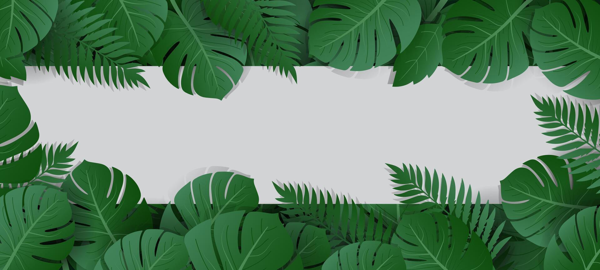 green tropical leaves background with blank space for text vector