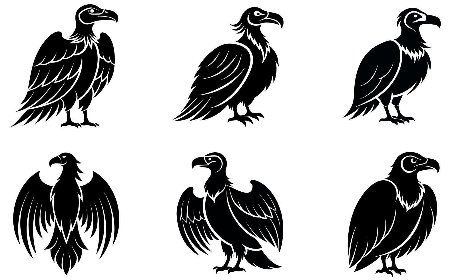 Illustration of Stylized Vulture Silhouettes vector