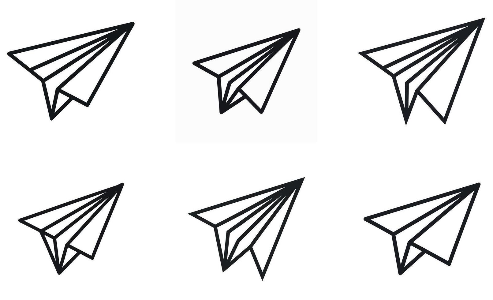 simple black line paper airplanes. vector