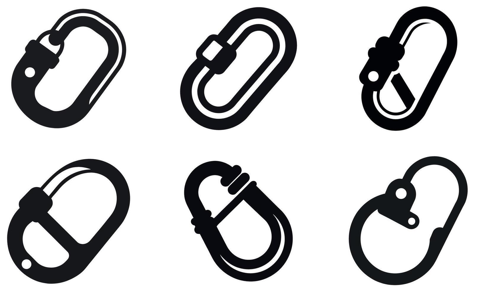 Collection of Black Climbing Carabiners vector