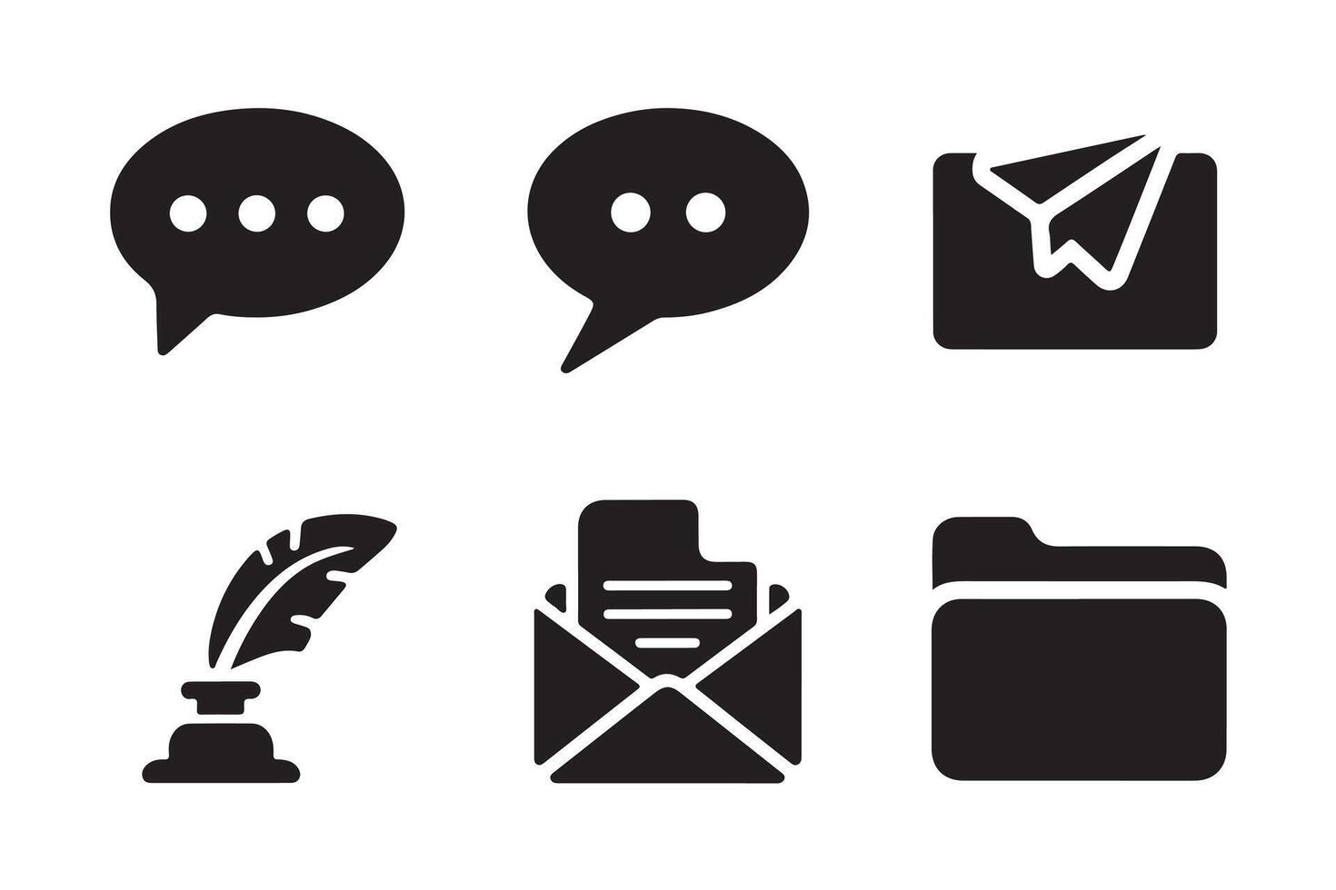 digital communication concept, Black and white icons, minimalist design vector