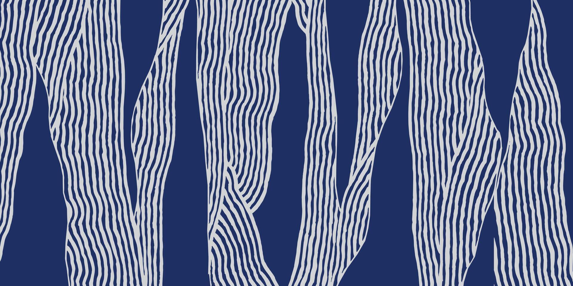 Crafted hand drawn brush line abstract stripe pattern, Japanese and ethnic folk wood carving, engraving, weaving textured surface background on indigo blue, simple graphic for textile, decoration vector