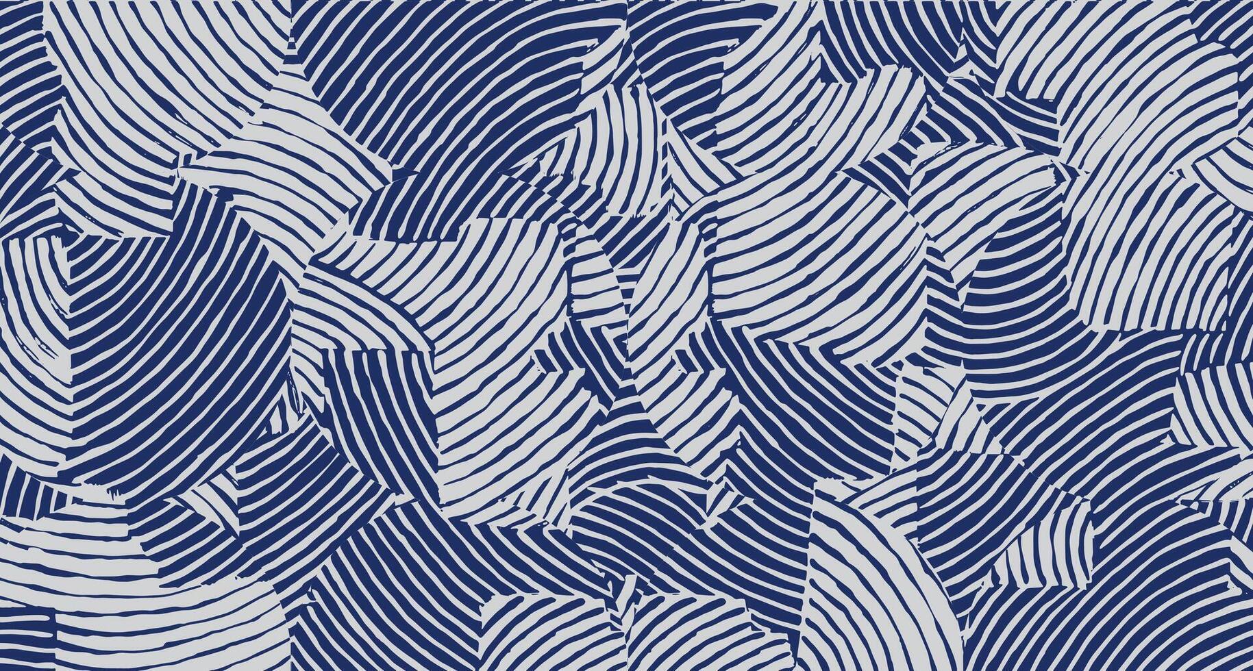 Japanese Blue and white brush line abstract hand drawn collage wave pattern, tribal and ethnic folk wood carving, block print textured surface background. experimental graphic for textile, decoration vector