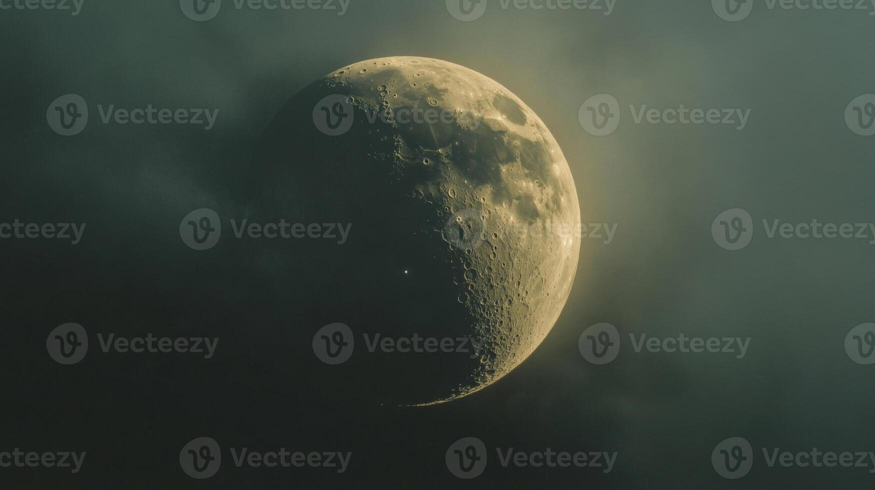 Crescent Moon Glowing in Dark Night Sky photo