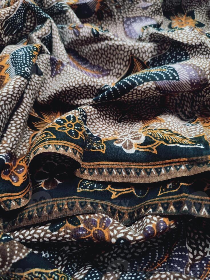close up of a colorful pattern fabric photo